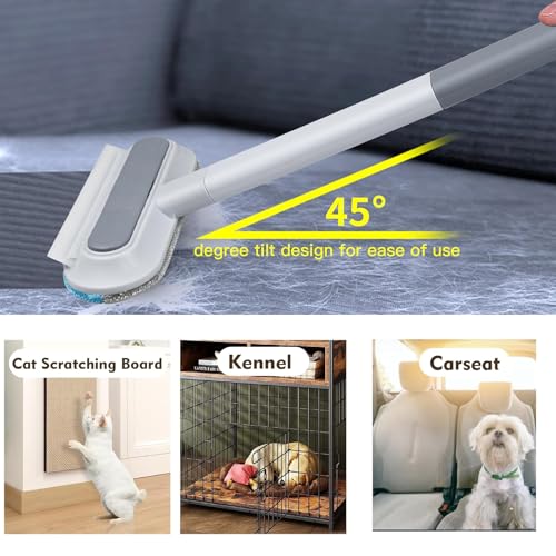 4 in 1 Pet Hair Remover, Reusable, Effective Cat and Dog Hair Removal Cleaning Tool with 17-Inch Extra Long Handle Multifunctional Fur Lint Brush for Couch, Furniture, Carpet, Clothes, Bedding - color: No Glove
