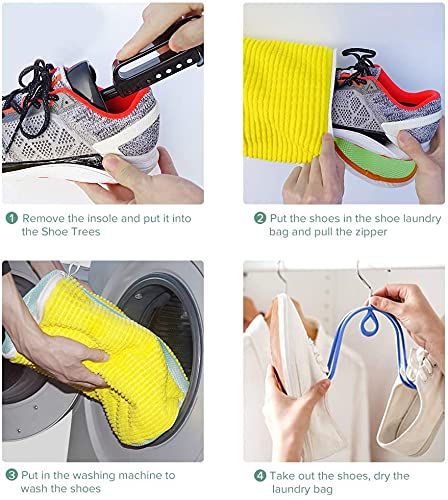 Teletrogy Shoes Laundry Bag Keep Shoes Clean, Shoe Wash Bag for Washing Machine, Durable Zipper Laundry Washing Bag, Sneaker Tennis Cleaner Kit Adjustable Shoe Trees - Home Dorm Travel Essentials - color: Yellow