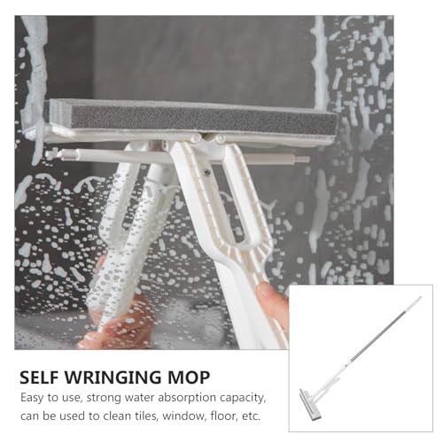 SOLUSTRE Small Self Squeeze Sponge Mop for Floor Cleaning Household Mini Cleaning Tool with Strong Water Absorption Lightweight Mop for Tiles Glass Bathroom Kitchen Use