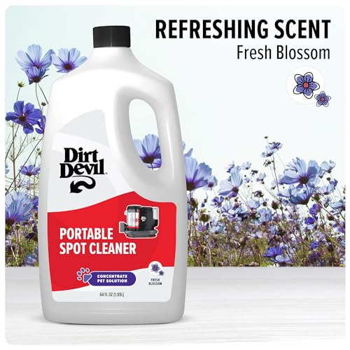 Dirt Devil Pet Portable Spot Cleaner Solution, 64 oz., Fresh Blossom Scent, Upholstery and Carpet Shampoo Solution, Eliminates Pet Messes and Odors, Pair with Dirt Devil Portable Spot Cleaners - style: 64 fl oz (Pack of 1)