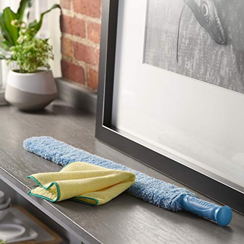 E-Cloth Cleaning & Dusting Wand - Long Hand Dusters for Cleaning, Reusable Microfiber Duster Washable, Cleans Dust & Pet Hair, Flexible Foam for Hard-to-Reach Ceiling Fan Blades - Blue (1 Pack) - size: Wand New Version