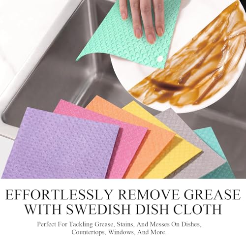 6 Packs Swedish Kitchen Dish Cloths - Reusable Paper Towels for Counters & Dishes - Eco-Friendly Cellulose Sponge Cloth (Green) - color: N-green