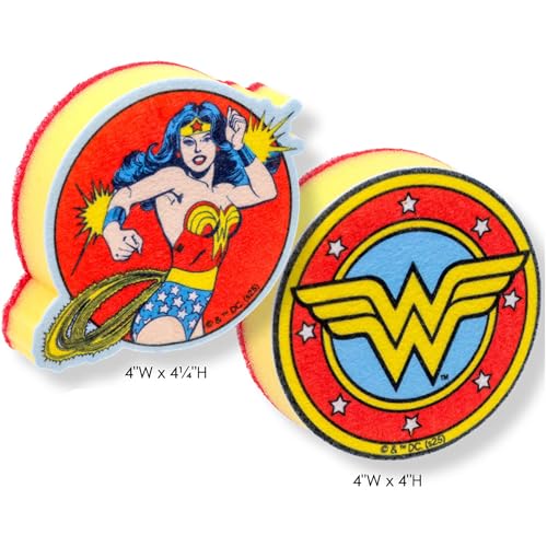 Spoontiques Wonder Woman Premium Sponge Set - 2-Pack Multi-Purpose Cleaning Sponges - Dual-Sided Non-Scratch Scrub & Absorbent Wipe - Durable, Reusable, Odor-Resistant for Daily Use