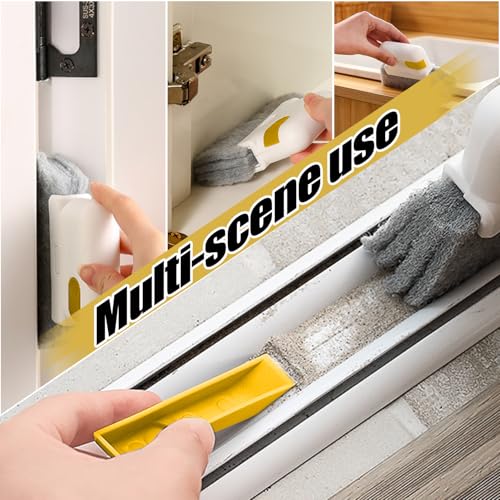 Window Track Cleaning Brush – Single Handheld Brush for Sliding Door, Window Sills, Small Gaps, and Crevices, Efficient Dirt and Water Stain Removal - color: 1yellow