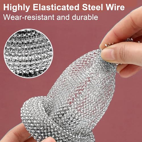 Stainless Steel Scrubbers for Kitchen and Bathroom 2 Pack, Heavy Duty Scouring Pads for Pots, Pans, Sink, Grill, Oven, Steel Wool Cleaning Pads for Dishes and Surfaces Pink