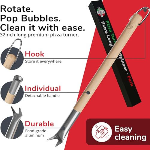 Senwosa Pizza Oven & Stone Brush with Scraper, Turning Fork & Bubble Popper Bundle - Essential Accessories & Tools for Any Pizza Oven - size: Set of 2