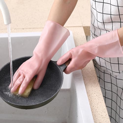 3 Pairs Household Gloves, Cotton Liner Non-Slip Grip Water Resistant for Kitchen Bathroom