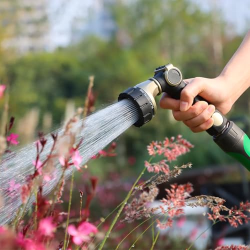RESTMO Heavy Duty Hose Nozzle, Metal Garden Water Hose Sprayer with 7 Watering Patterns, Thumb Control, On Off Valve, High Pressure Nozzle Sprayer for Watering Plants, Car and Pet Washing, Bronze - color: Bronze