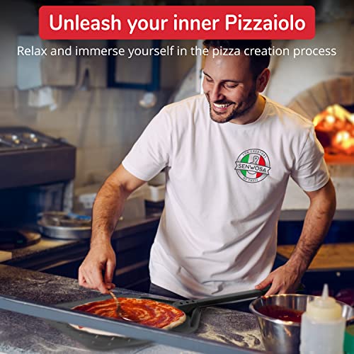 Senwosa 26” Pizza Oven Brush with Stone Scraper - Heat Resistant Stainless Steel Bristles, Extra Long Handle - Compatible with Ooni, Gozney & Similar Ovens - Includes Spare Head - size: 26 inch