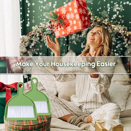 THINKLEARN 2PCS Small Dust Pan and Brush Set | Portable Mini Broom Dustpan Combo Set, Green Cleaning Supplies - color: Green