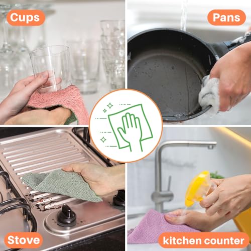MAQIHAN Coral Velvet Dish Towels - 17PCS Super Absorbent Kitchen Towels Microfiber Washcloths Cleaning Rags, Washable Quick Drying Household Reusable Dish Cloths for Daily Kitchen Cleaning, Bathroom