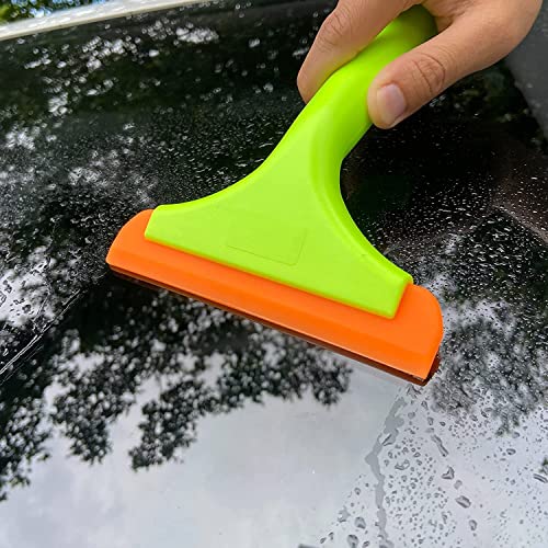 Super Flexible Silicone Squeegee, Auto Water Blade, Water Wiper, Shower Squeegee, 5.9'' Blade and 7.5'' Long Handle, For Car windshield, Window, Mirror, Glass Door - color: Green