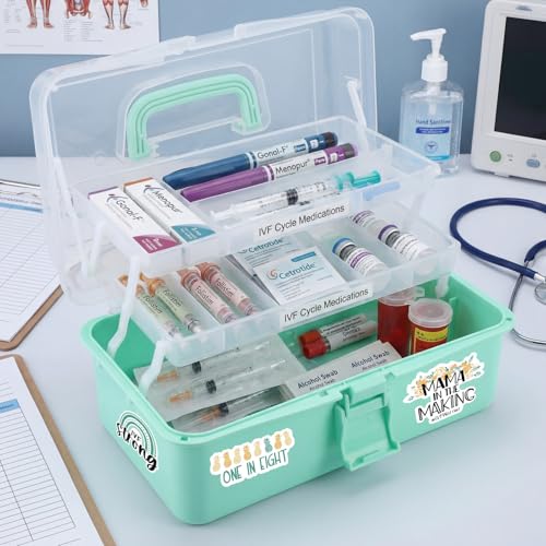 Mifoci Green Ivf Medication Organizer Gift Caddy 3-layer Plastic Dividing Storage Box with Spacers Ivf Meds Must Haves Organize Supplies Womens Home Utility Box - color: Green