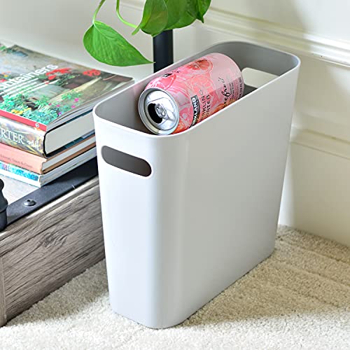 Youngever 1.5 Gallon Slim Trash Can, Plastic Garbage Container Bin, Small Trash Bin with Handles for Home Office, Living Room, Study Room, Kitchen, Bathroom (1 Pack Grey) - color: Grey