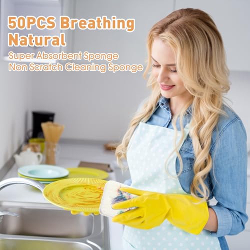 Maxdot 50 Counts Compressed Cellulose Sponges Bulk Fruits Style Natural Kitchen Compostable Non Scratch Dish Sponges for Washing Dishes, Cleaning Countertop Sink, Kids DIY - style: Flower Bird Style