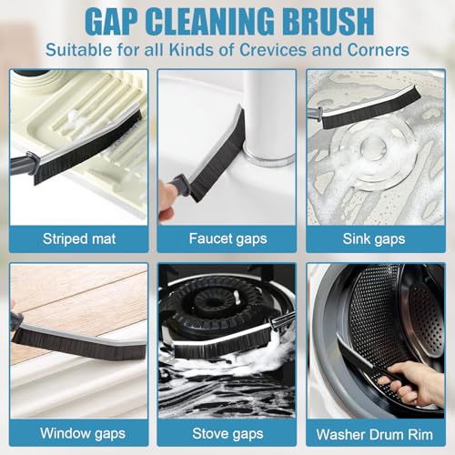 8Pcs Crevice Cleaning Brush, Multifunctional Hard Bristle Brush for Narrow Spaces, Cleaning Tool for Toilet, Faucets, Grout