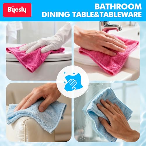 12-Pack Microfiber Cleaning Cloth, 11.5x11.5 Microfiber Towels for Cars, Dishes & House, for Detailers, Chefs & Efficient Home | Scratch-Free, Lint-Free, Ultra Absorbent(Yellow/Pink/Blue) - color: Blue/Yellow/Pink