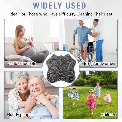 Silicone Foot Scrubber Mat for Shower Bath Foot and Back, Shower Feet Brush Pad with Wall-Mounted Suction Cups - color: Grizzly