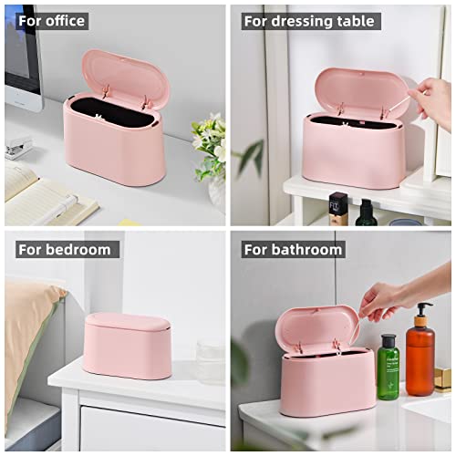 SUBEKYU 0.5 Gal Mini Countertop Trash Can with Lid for Desktop, Small Garbage Can for Office, Tiny Wastebasket,Pink - color: Pink 0.4 Gal with Lid