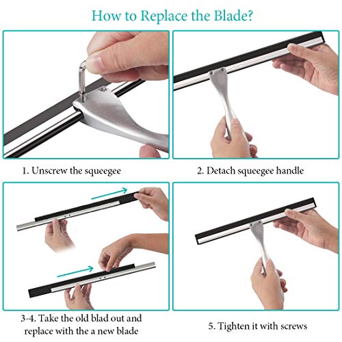 Shower Squeegee for Shower Doors, All Purpose Shower Window Squeegee for Shower Glass Door, Mirror and Car, Bathroom Squeegee for Shower with Hook, Stainless Steel (Silver, 10 in)