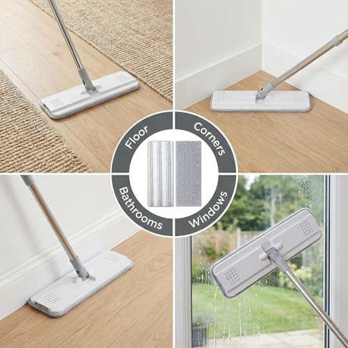 20Pcs Mop Replacement Pads, 13 * 4.9'' Universal Mop Pads Mop Head Refills Washable Wet Mop, Compatible with Most 11-13” Size Mops Microfiber Flat Mop Pad - color: White,grey