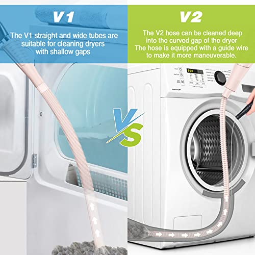 2 Pieces Dryer Vent Cleaner Kit Dryer Lint Brush Vacuum Hose Attachment Brush Lint Remover Power Washer and Dryer Vent Vacuum Hose Grey Pink - color: Pink