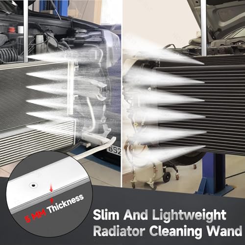 47" + 24" Radiator Cleaning Wand Set, Dual Water/Air Flush Modes, 4500 PSI, Radiator Cleaning Tool Suitable for Use on Cars, Trucks, Construction and Agricultural Machinery, Household Air