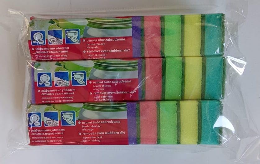 York Non-Abrasive Cleaning Scouring Heavy-Duty Sponge for Kitchen Scratch Proof Kitchen Utensil Scrubber Pads for Pans, Dishes, Non-Stick Cookware Scrubbers, Size 9X6X3 Cm 10 Pcs Multicolour