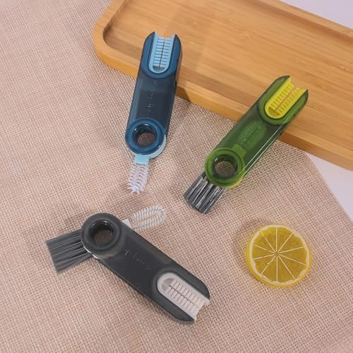 3-in-1 Lid Gap Cleaning Brush Multi-Functional Tool with Silicone Cup Holder Brush for Travel Mugs, Bottle Lids, Cups, Gray - color: Gray