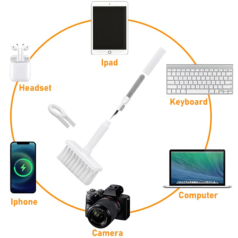 5-in-1 Keyboard Brush Cleaning Kit – Multi-Function Electronics Cleaner for Laptop, Earbuds, Camera, and More – Compact Computer Brush Set with Keycap Puller and Detailing Tools