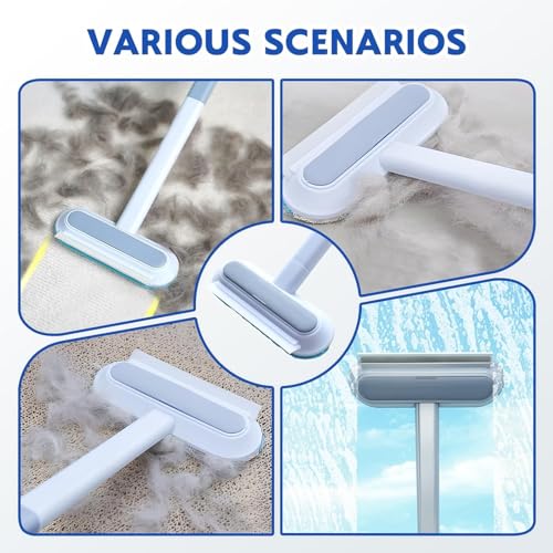 Pet Hair Remover Brush with 17-inch Handle, 4-in-1 Cat and Dog Hair Removal Tool for Furniture, Couch, Carpet, Clothes