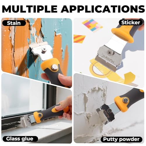 MulWark Razor Blade Scraper | 2 Handles Razor Scraper Set With Extra 12pcs Blades Heavy Duty Paint & Glass Scraper Tool With Extendable Handle for Windows, Oven Cleaning & Surface Prep - style: 2 Handles Razor Blade Set with 10PCS Blades