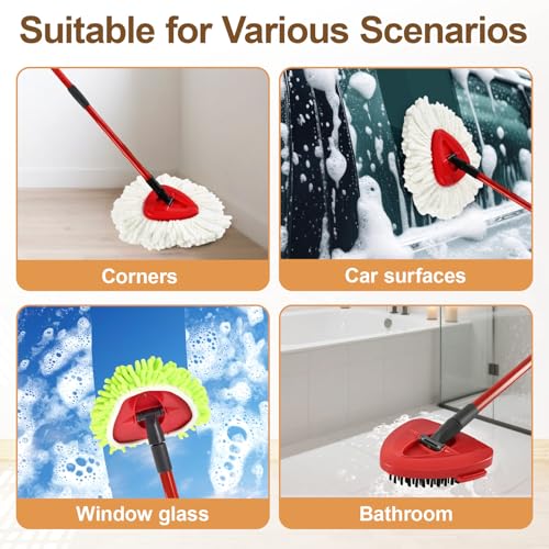 6 Pack Mop Heads Replacement for Ocedar EasyWring 1 Tank Spin Mop System,Include 2 Microfiber Spin Mops Replace Head&2 Chennile Mops Head Machine Washable with Scrubber Mopp Head and Base for Cleaning - size: for Ocedar 1 Tank