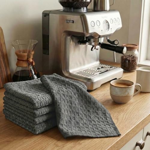 Solyra Barista Towels, 6 Pack, 12 x 12 in, Dark Gray | OEKO-TEX Certified, Barista Microfiber Cloths, Espresso Towels for Steam Wands & Drip Trays - color: Dark Gray