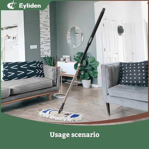 Eyliden Dust Mop, 2 Microfiber Pads, Home Commercial Cleaning, Quick Swap | 52.6" Adjustable Handle, 360° Swivel, Washable, Wet Dry Mops for Kitchen Hardwood Vinyl Tile Floor Cleaning, Push Dust Broom - color: Blue