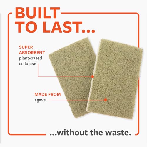 Full Circle Heavy Duty Scrubber Sponge – Robust Agave Leaf & Plastic-Free Cellulose – Dual-Sided Dish Sponge for Cast Iron, Grill Grates & Oven Racks, 2 Pack - size: Agave Sponge 2pk