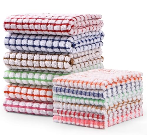 Kitchen Dish Towels 11 Inches x 16 Inches Loose Cotton Kitchen Towels 6-Piece Set Comes with 6 of Towels - color: Color Mixing