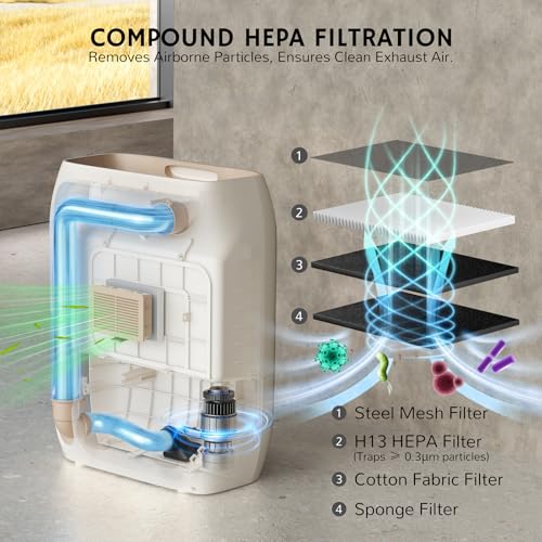 AIRTHEREAL T1 Plus Touchless Vacuum with 6-Pack Disposable 4.7L Dust Bags, Pull-and-Toss Design, Ideal Electric Dustpan for Home, Household Owner - color: Linen