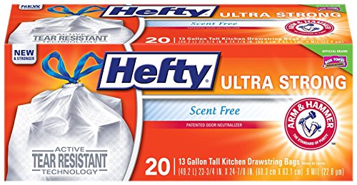 Hefty Ultra Strong Tall Kitchen Trash Bags, 13 Gallon, 20 Count, Scent Free - size: 1 Count (Pack of 1)