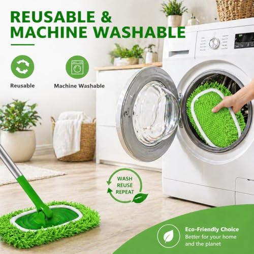 Reusable Microfiber Mop Pads, Compatible with Sweeper Sweeping Mopping pad Refills Cloths for Surface/Hardwood Floor Cleaning (8 Pack Green) - color: 8 Pack Green