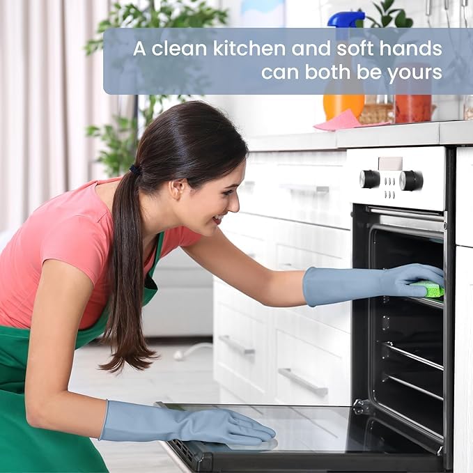 Durable Tendon Skin-Friendly Cleaning Cloths - Reusable Waterproof,Non-Slip Household Dishwashing Rubber Gloves - color: Blue, size: Large