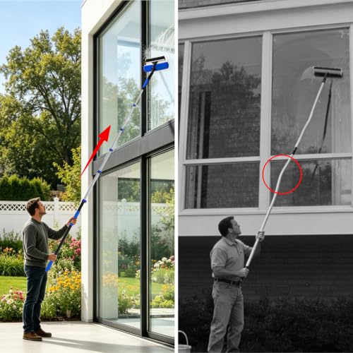 30FT Reach Telescopic Extension Pole-5-24FT Multi-Purpose Extension Pole with Easy Flip Lock, Universal Twist-on Metal Tip, Lightweight Sturdy Aluminum Paint Roller Extension Pole for Window Cleaning - size: 24FT