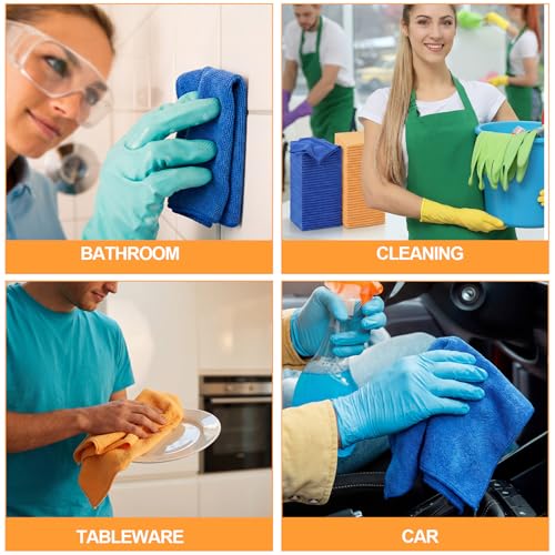 Nuenen 60 Pcs Microfiber Cleaning Cloths for Cars 16 x 16 Inch Ultra Absorbent Car Towels Drying Reusable Cleaning Supplies House Kitchen Window Microfiber Towel (Yellow,Blue) - color: Yellow,blue