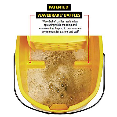 Rubbermaid Commercial Products WaveBrake 44 QT Side-Press Mop Bucket and Wringer Combo on Wheels with Foot Drain Yellow for Heavy-Duty Floor Cleaning - style: Side-Press