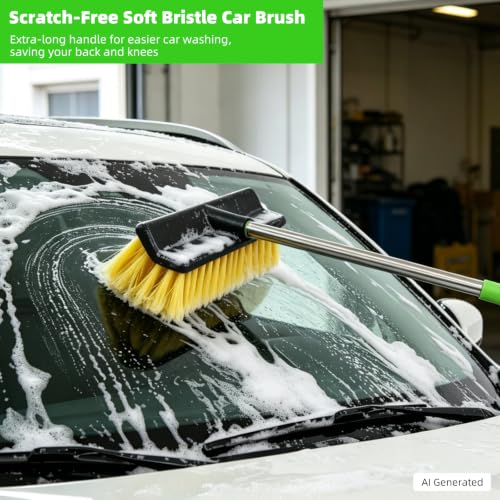 62" Car Wash Brush with Long Handle, Chenille Microfiber Car Wash Mop Mitt, Scratch-Free Soft Bristles Brush , Windshield Window Squeegee, Car Cleaning Brush Kit Supplies for Car,Truck,SUV,RV,Boat - size: 5 Pack