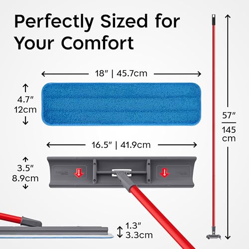 Tyroler Heavy Duty Floor Squeegee for Concrete Floors | 16.5" Squeegee for Floor with 55" 4-Part Handle | Squeegees Broom for Floors | The MoppyShmoppy is The Ideal Squeegees Mop for All Surfaces