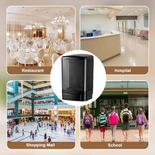 Hushee 8 Pcs Plastic Wall Mounted Soap Dispenser Commercial Manual Soap Containers Wall Dispenser for Kitchen Shower Hotel Liquid Shampoo Gel Chamber (33.8 oz 1000 ml,All Black) - color: All Black, size: 33.8 oz 1000 ml