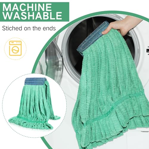 Lallisa 2 Pcs Commercial Mop Head Replacement 18 Oz Tube Microfiber Mop Heads for Floor Cleaning Industrial Mop Heads Looped End Wet Mop Head Refill for Home Commercial Industrial Use (Green) - color: Green