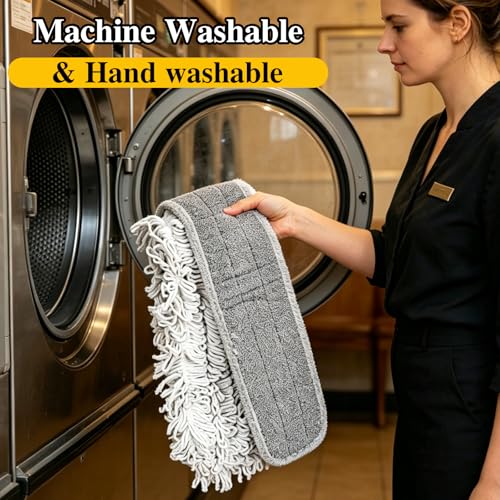 MASTERTOP Commercial Mop, 36'' Large Dust Mop,Heavy Duty Industrial Push Mops with 3 Reusable Microfibre Pads & 62'' Adjustable Handle for Home,Hotel,Mall,Warehouse - color: Grey(36"*5.1")