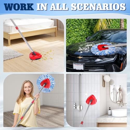 Microfiber Spin Mopping Refills Head for Ocedar RinseClean 2-Tank System,1 Gray Mop Scrub Brush + 1 Mops Base + 6 Pack Easy Cleaning Mop Heads Replacements - color: 4 Blue Mop Heads+2 Green Mop+1 Gray Brush +1 Base